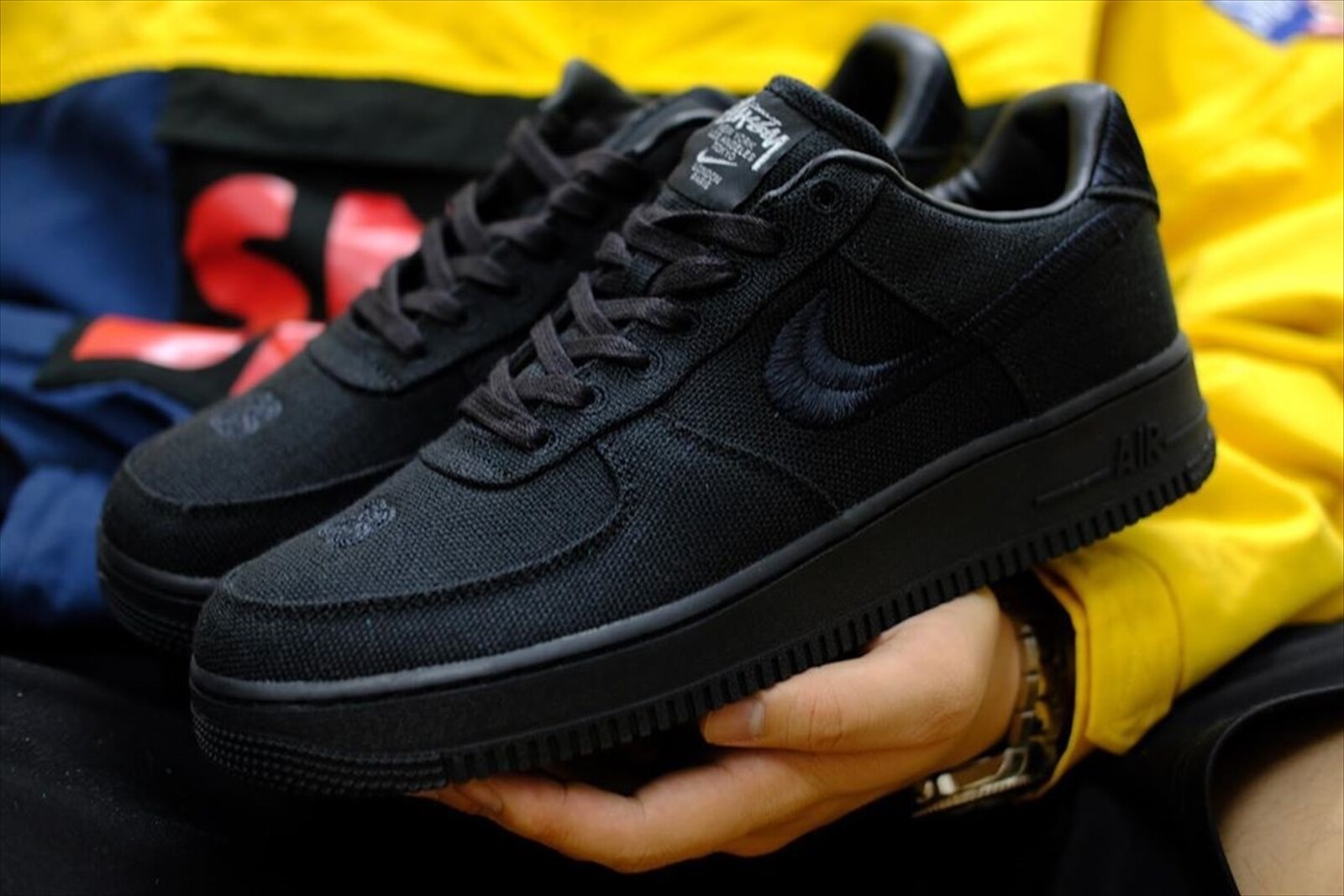 Size 8.5 - Nike Air Force 1 Low Stussy Black for sale online | eBay