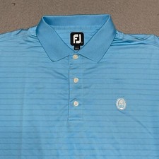 Footjoy Polo Shirt Men's Large Blue FJ Golf Striped Short Sleeve Logo