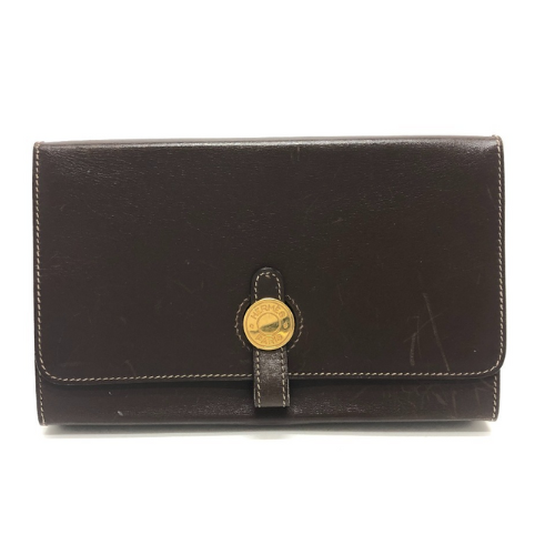 Hermes Dogon BOX Small Square Clutch Mini Bag Authentic Leather Item Holder