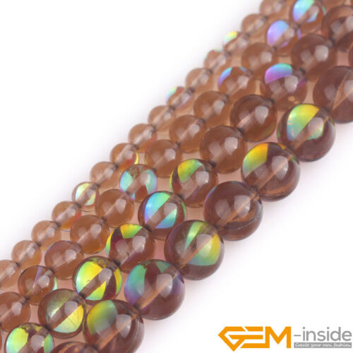 Brown Rainbow Crystal Mystic Aura Quartz Holographic Jewerly Making Beads 15" - Afbeelding 1 van 28