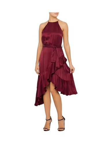 Zimmermann Dress Size 1 AU 10 US 6 EU 38 Flounce Picnic Ruffled Burgundy Silk