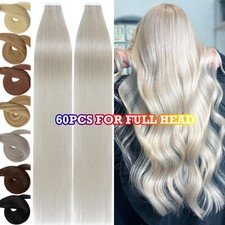 Thick Russian Tape In Remy Human Hair Extension Skin Weft 60PCS FULL HEAD BLONDE