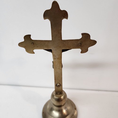 Vintage Brass Free Standing Catholic Religious Crucifix Lord on Cross 10.50 - Picture 6 of 13