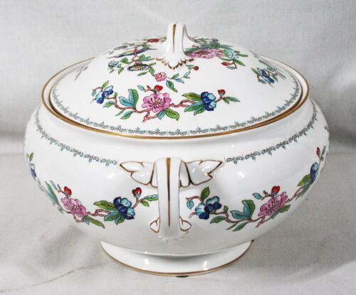 RARE! VINTAGE AYNSLEY PEMBROKE PATTERN COVERED SOUP TUREEN 9" X 13" NEW NO TAG - Picture 4 of 7