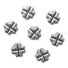 100 pcs Four 4 Leaf Clover Spacer Beads Antiqued Silver Celtic Shamrock 6x3.5mm