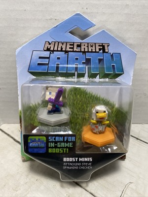 Minecraft Earth Boost Minis Attacking Steve Spawning Chicken Figures 1.5 