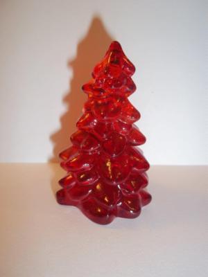 Mosser Glass RUBY RED 2.75'' Mini CHRISTMAS TREE Figurine Holiday Decoration