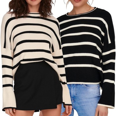 Only Damen Strickpullover Pullover Damenpullover Pulli Oberteil ONLIbi Stripe