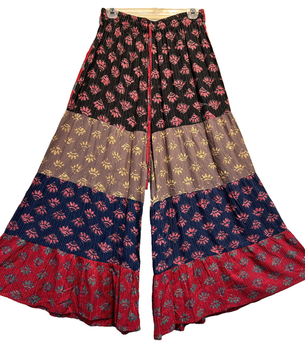 Nwt SACRED THREADS boho hippie gypsy rayon wide leg tiered PANTS M Free shipping