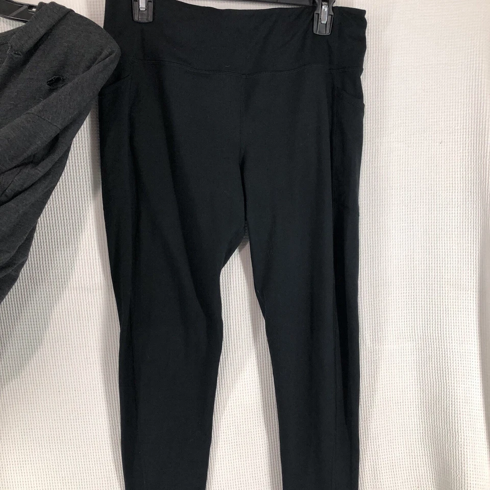 Mujer Ropa Deportiva 2X Gris Desgastado Sudadera con Capucha y L Negro Leggings Jolie Joy Foto 4 de 4