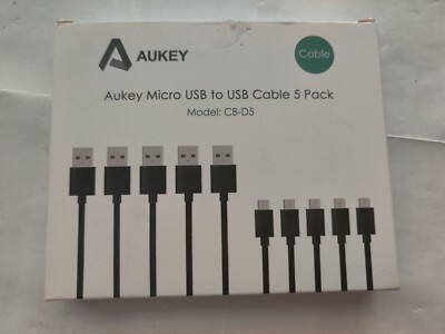 Aukey CB-D5 5-Pack Micro USB Cables USB 2.0 A Male to Micro B 1ft/3.3ft