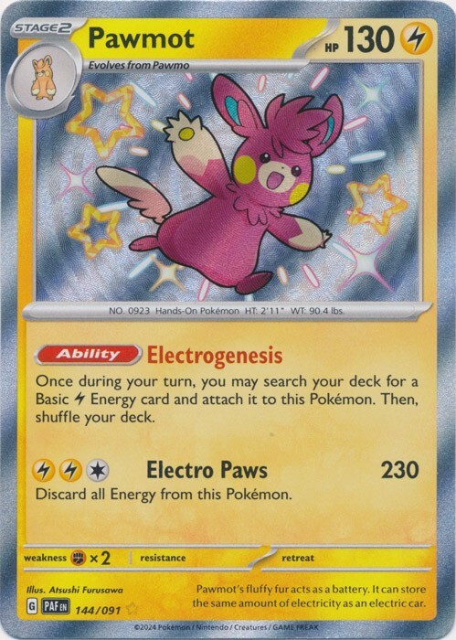 Pawmot 144/091 Shiny Rare Paldean Fates