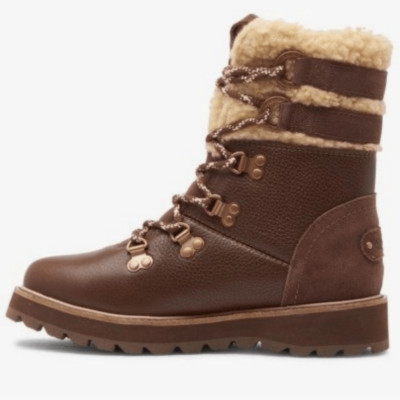Roxy Alpine Collection BRANDI II Real Leather Faux Fur Snow Boots Size 7 BROWN