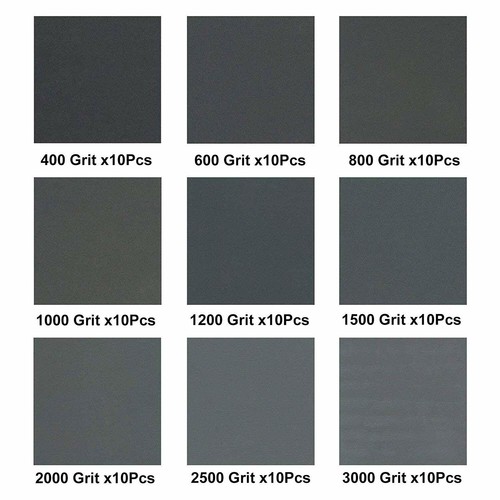 90 Pack Sandpaper Sheet Assortment, 400 to 3000 Grit for Wet or Dry Sanding - Picture 2 of 6
