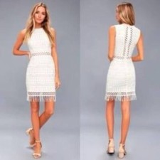 Lulu's NWT Kenna White Crochet Lace Sleeveless Bodycon Dress Size XS