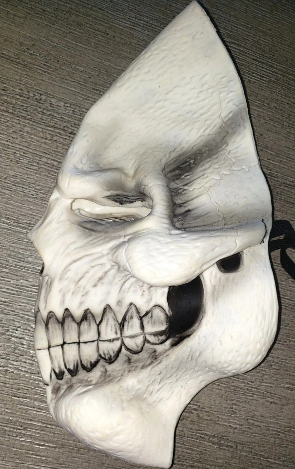 niños CONDUCTOR SOMBRERO NEGRO ribete dorado HALLOWEEN CALAVERA MÁSCARA blanco talla única se adapta a la mayoría Foto 2 de 2