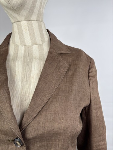 Loro Piana Women’s Brown Linen Silk Blazer Italy Size 42 Elegant Tailored - Picture 6 of 20