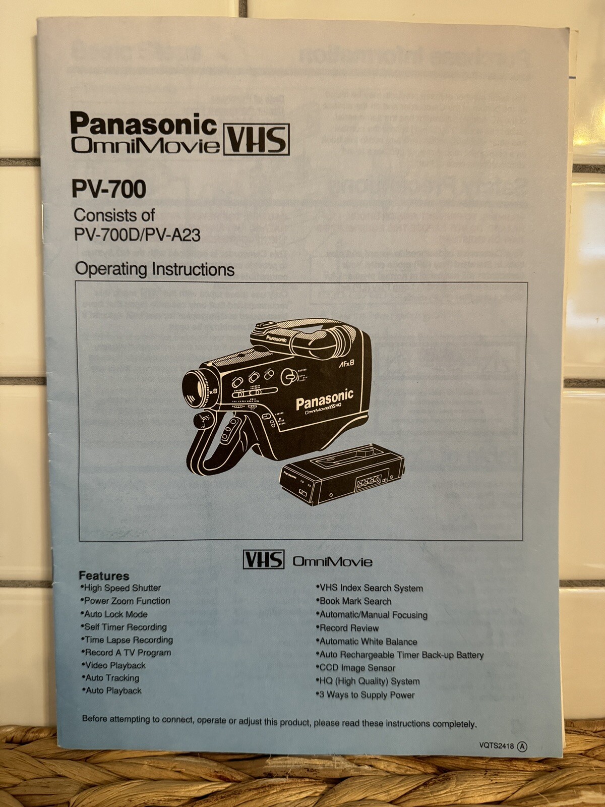 Panasonic OmniMovie VHS PV-700/PV-700D/PV-A23 Operating Inst