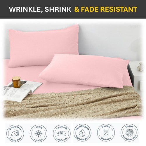 4 Pack Pillow Cases Brushed Microfibre Plain Pillowcases Envelope Close 50x75cm - Picture 36 of 74