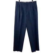 RAFFINATI Dress Pants Men's Size 33 (34) x 29.5 Navy Blue Pleated Church Classic