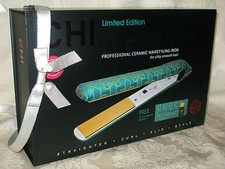 CHI 'Turquoise Affair' Pro Ceramic Hairstyling Iron with Clutch  Argan Oil.