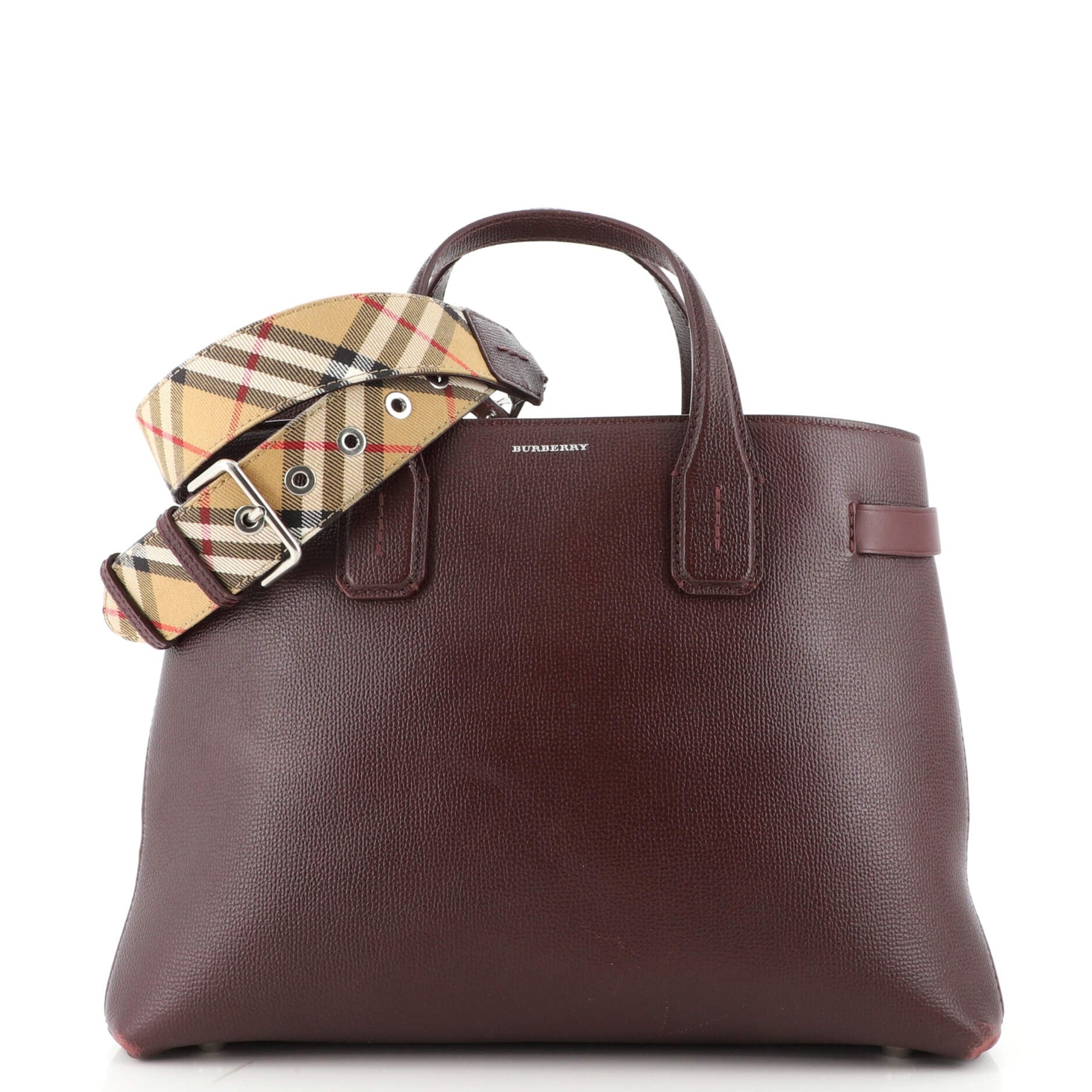 the medium banner in leather and vintage check