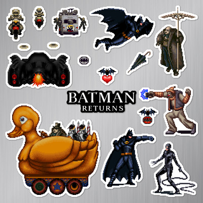 Batman Returns Magnets Super Nintendo SNES Pixel Art 17 Magnet Pack