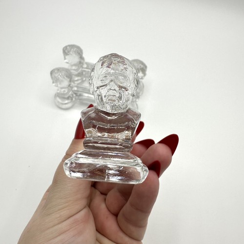 3 Stück Messerbänkchen Glas Pressglas Antik Büste ähnlich Baccarat Dom Pedro - Bild 3 von 18