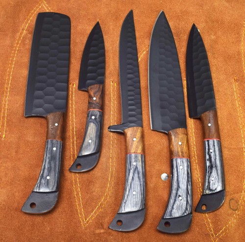 Custom Hand Forged Carbon Steel Professional Chef Knives Set Kitchen Knif# B-132 - Picture 7 of 9
