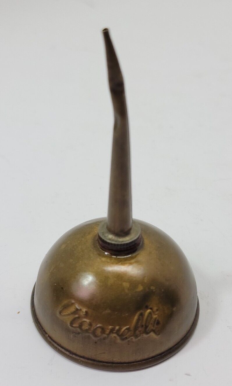 Antique VTG Vigorelli Sewing Machine Brass Oil Tin Can Spout Rare Collectible