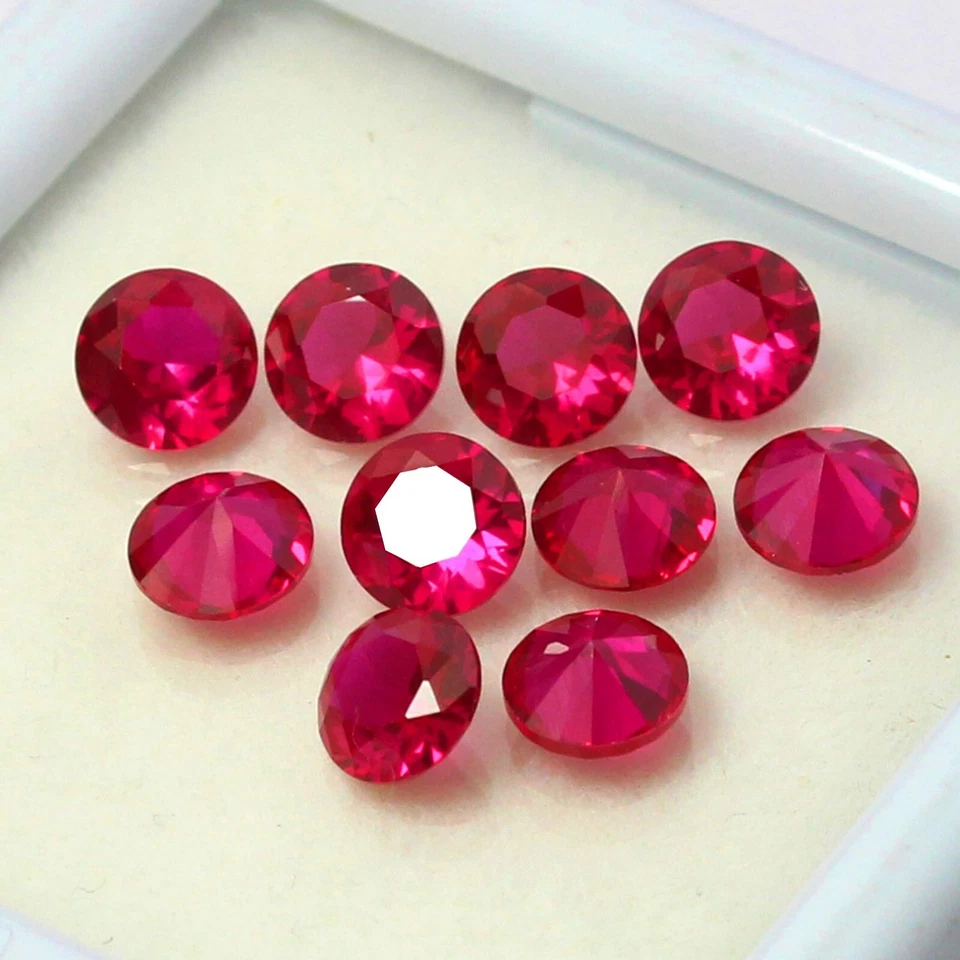 Awesome! Fancy Color VS1 10 Pcs Lot of 4.00 mm Round Brilliant Red Loose Diamond - Image 4 of 4
