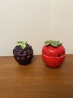 Vintage Strawberry & Grapes Fruit Shaped Jelly Jam Jars Dishes — photo 2