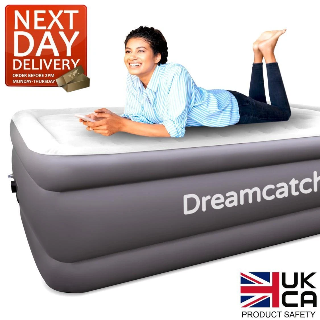 KING SIZE AIR BED BLOW UP INFLATABLE MATTRESS WITH BUILT IN ELECTRIC PUMP  DOUBLE | eBay