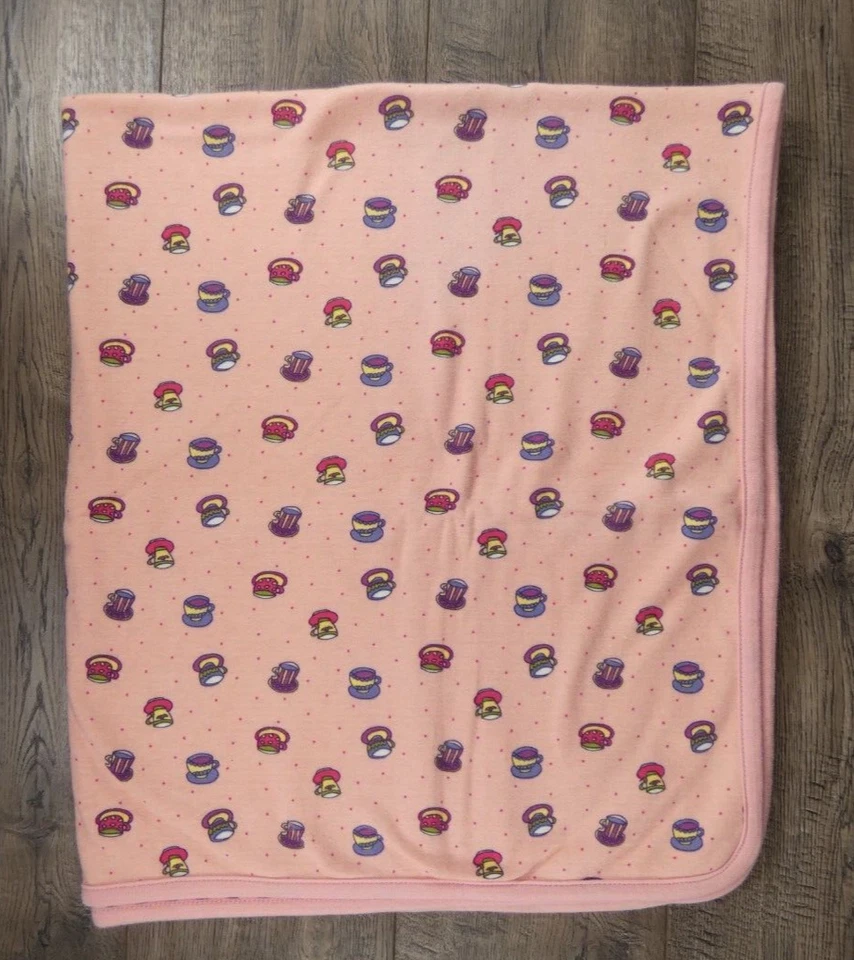 Baby Girl Vintage Gymboree Rainbow Tag Pink Tea Cups Blanket VHTF - Image 4 of 4