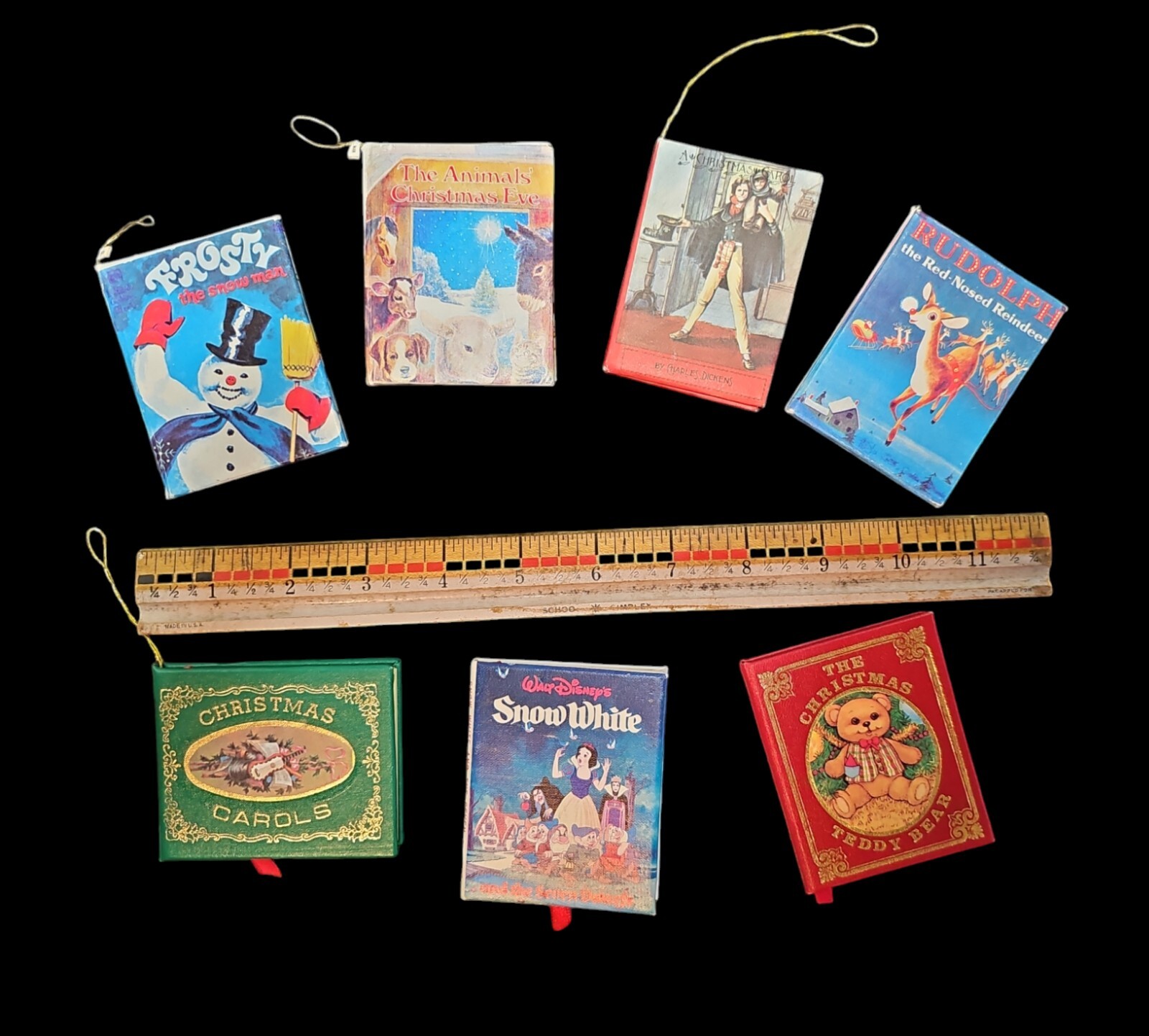 Mini Christmas Book Ornaments 3" Kurt S Adler and Bradford Novelty Co Lot of 7