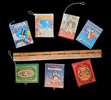 Mini Christmas Book Ornaments 3" Kurt S Adler and Bradford Novelty Co Lot of 7
