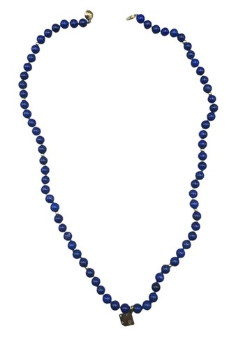 Vtg Lapis Lazuli SPRINT Award Charm 3 Diamond-14K/10K Necklace 21” Beaded - Picture 9 of 9