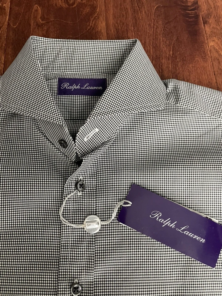 CAMISA MANGA LARGA ALGODÓN COLECCIÓN RALPH LAUREN NUEVA CON ETIQUETAS $395 TALLA 15, HECHA EN ITALIA Foto 3 de 3