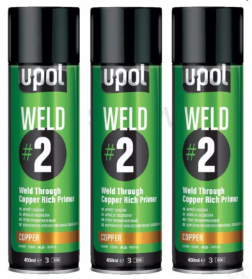 3 x UPOL WELD#2 Durchschweißen Kupferreich Aerosol 450ml U-POL WELDC/AL
