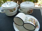 Vintage80s Soviet~Enamel on Steel~CHiLD Kids SET 8pc~2 Pots~2Cups~2Bowls~Camping — photo 8