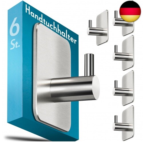 Handtuchhalter Ohne Bohren – 6 StüCk Edelstahl Haken Selbstklebend Mit 3M-Klebep-image