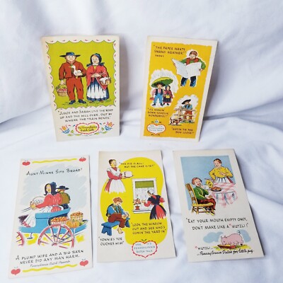 vintage ''Pennsylvania Dutch Talk'' expression postcard P-C 1, 2, 3, 5 ,6 lot of 5