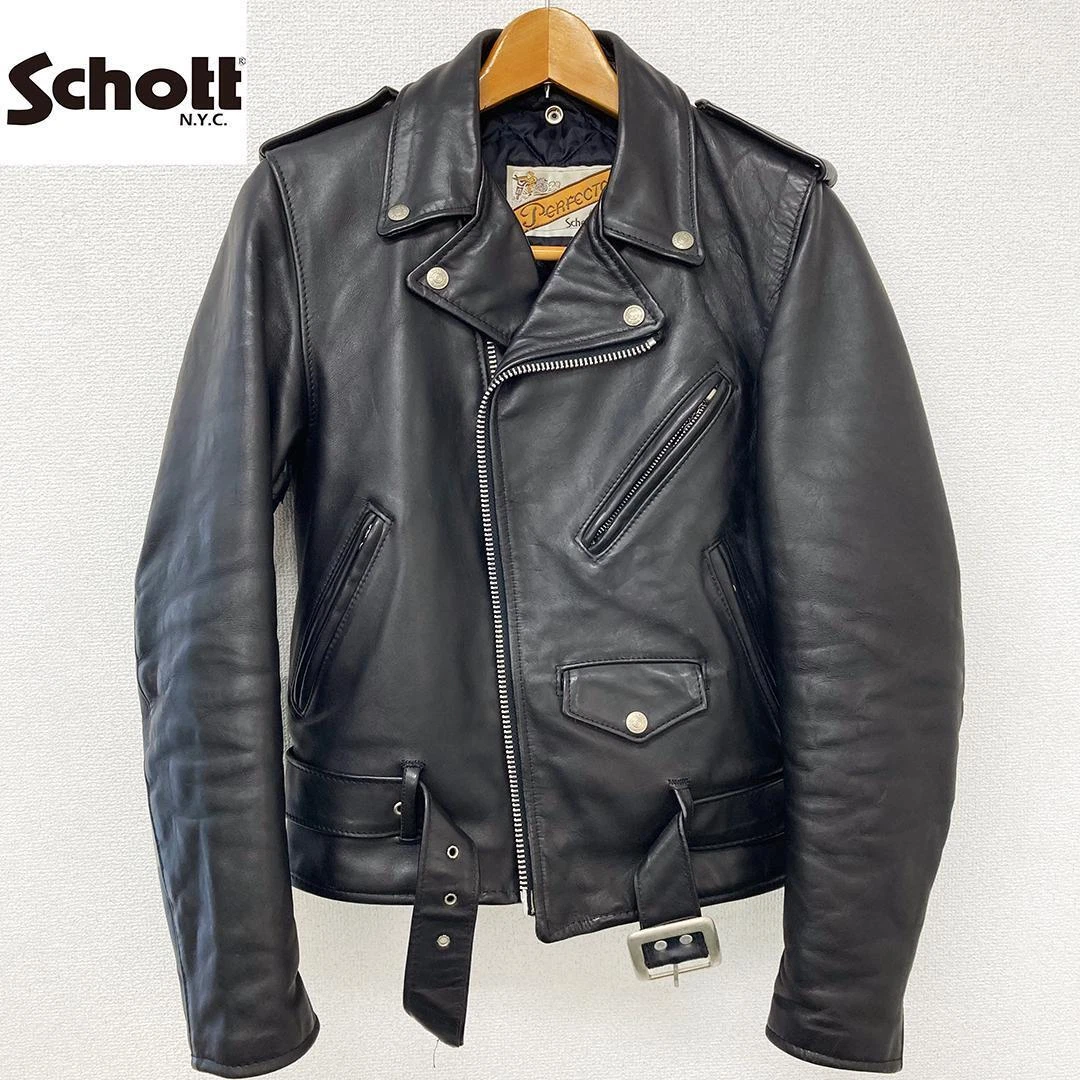 Schott 618 Double Riders Jacket 34 Genuine Leather Black
