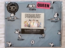 Berkshire PEANUTS QUEEN Sheet Set Snoopy Feelings Blue