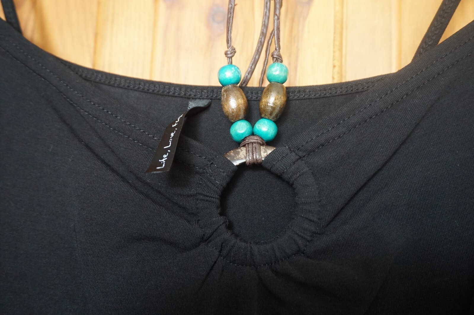 Ethnic hippie boho festival cami halter sun top coconut shell ring, beads 18-20? image 2