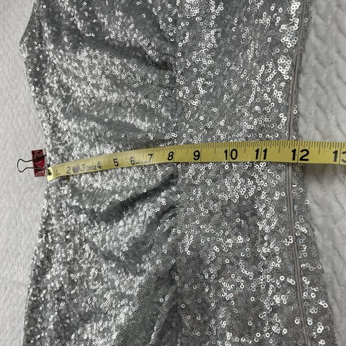 Clavin Klein Kleid silber Pailletten gerafft Party/Cocktail/Abiballkleid Gr. 2 - Bild 5 von 8