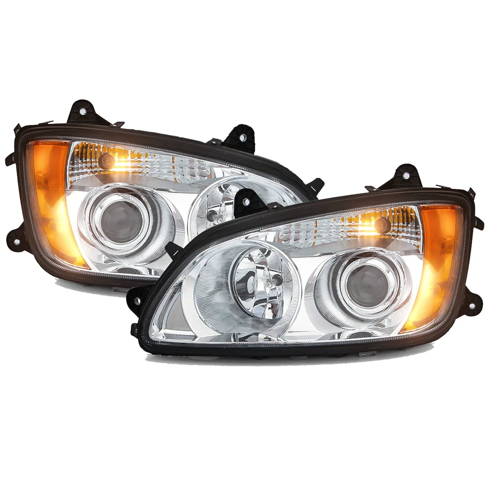 Para 2008-2017 Kenworth T660 Par Projetor Cromado Conjunto de Pares de Faróis Esquerda+Direita - Imagem 2 de 4