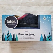 Totes Toasties Black Memory Foam Corduroy Hoodback Slippers Men's Medium 8-9 