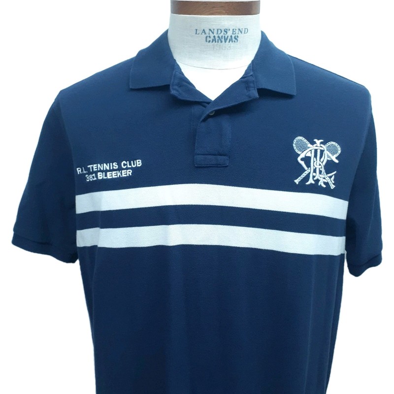 Polo Ralph Lauren XXL Custom Fit Mens Blue Tennis Club 381 Bleeker Polo Shirt