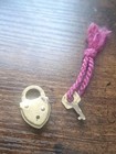 Vintage 40's Brass Miniature Heart Padlock Steampunk Metal Locket Lock  and Key  — photo 1